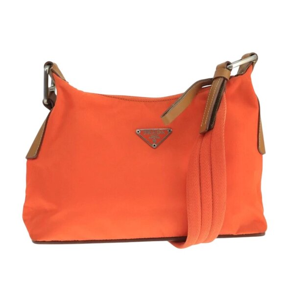 PRADA Shoulder Bag Nylon Orange Silver Auth hk1901V - Picture 1 of 14